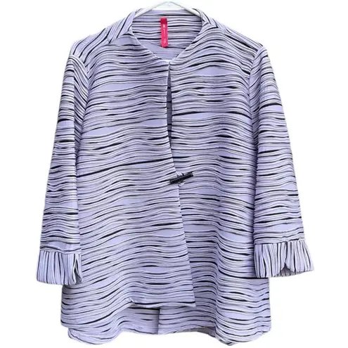 EUC IC by Connie K Ribbed Wave Stripe Jacket Top Lavender Black Size 1X
