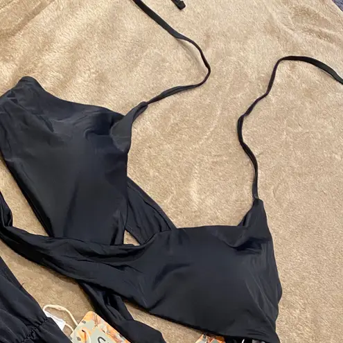 Shekini Womens Bathing Suits Push Up Halter Bandage Bikini Tops Floral Printing Swimsuit