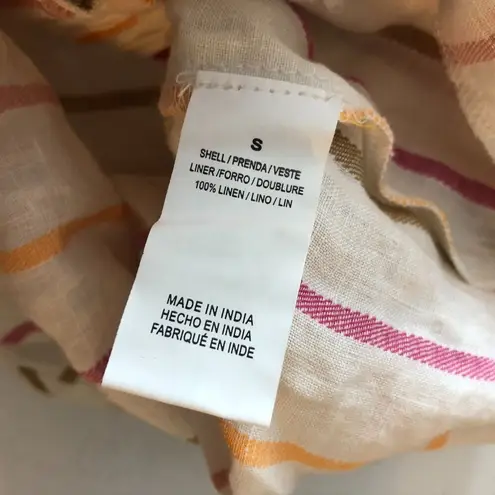 Vitamin A Womens Shorts Linen Pull On Pockets Striped Pink Orange Ivory S