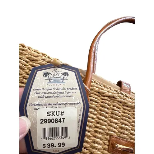 Sun & Sand woven Straw Tote Bag With Faux Leather Handles SKU CS8029/9641442 Brown