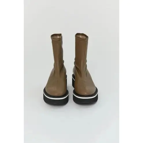 Clergerie Paris Berta Leather Flatform Boots Size 37 NWOB Taupe Retail $650 Brown