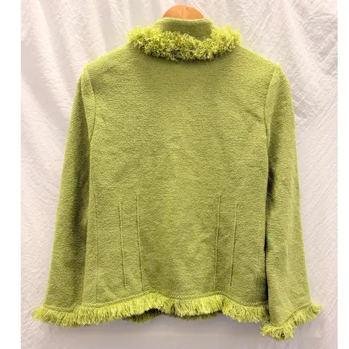 St. John 2000's Boucle Fringe Knit Zip Up Blazer US 8 Formal Outerwear