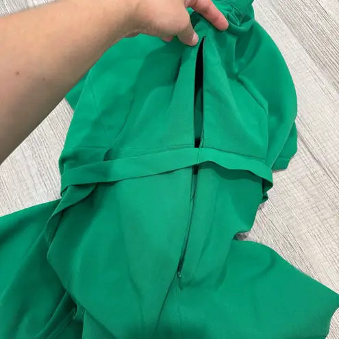 Sharagano Vibrant Green Midi Dress with Tie Sleeves size 6