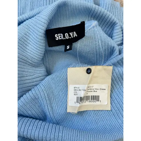 Ser O Ya Galleria Rib Knit Maxi Dress Powder Blue Small