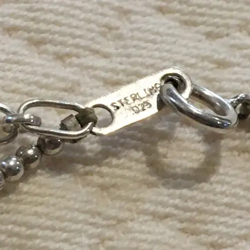 Sterling Silver VTG Multicolor Cats Eye Station Beaded Choker Necklace Extension - Image 7