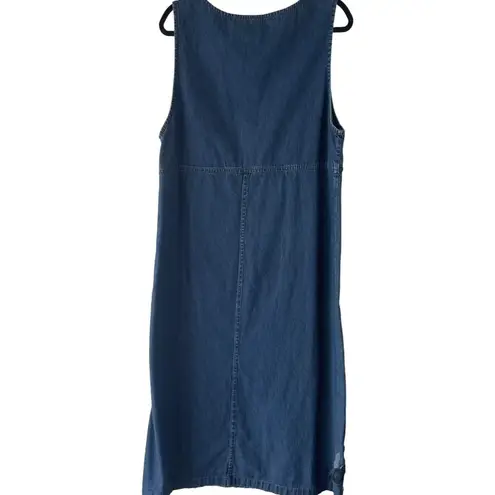 Erika Vintage 90s Women Size XL Denim Embroidered Side Button Floral Maxi Dress