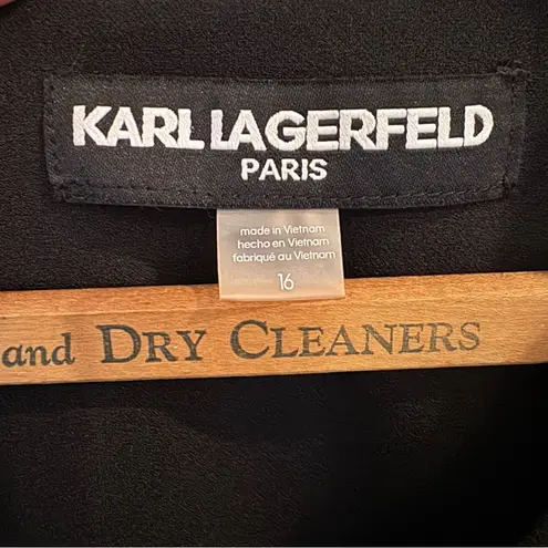 Karl Lagerfeld Paris Black Sleeveless Belted Dress Women’s Size 16 Fit & Flare