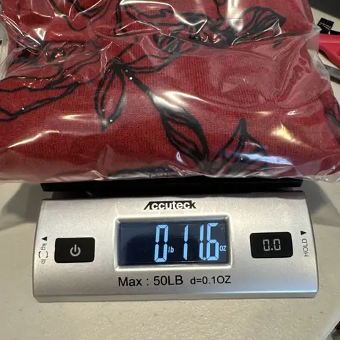 Coco Blanco Turtleneck Sweater Womens XL Red Black Floral Sequin Flutter Sleeve - Image 15