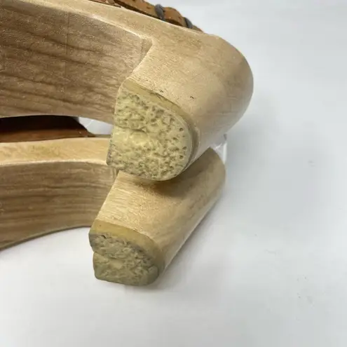 Sven Brown Nubuck Leather Wooden Halter Top High Heel Clog Sandals 36 5.5 6