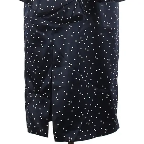 Bardot Polka Dot Printed Midnight Blue Peplum Dress Cocktail Dress