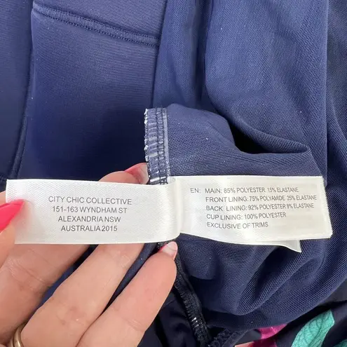 City Chic  Size S 16 Swimsuit Elba One Piece Off The Shoulder Tropical Print NEW