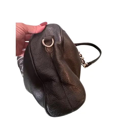 B Makowsky B. Makowsky Black Leather Zipper & Chain Detail Handbag Women