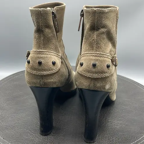 Tod's  Boots Womens Sz 10 Leather Suede Tan Heels Heeled Boots Designer Zipper