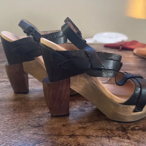 All Saints Stylish Black Leather Platform Sandals size 39