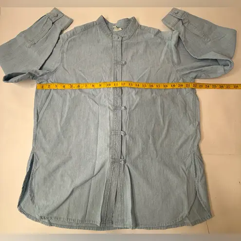 J Jill Tunic Top Toggle Buttons Light Wash Denim Asian Vintage Womens Size XS Blue