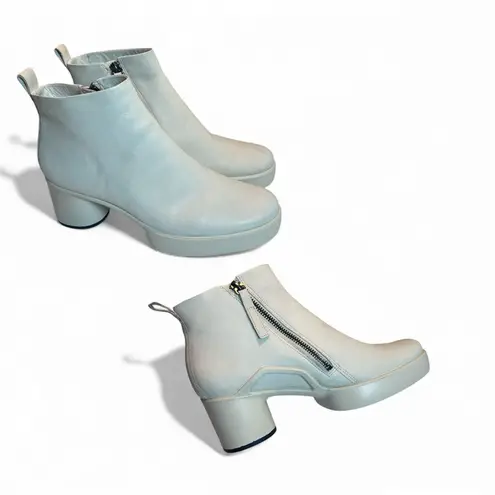 Ecco Shape Sculpted Motion 35 Women’s Sz 8.5 Cream Leather Platform Ankle Boots