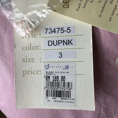 Somerset Bay Pink Embroidered Floral Blouse S | Lace Trim Girly Cottagecore Top