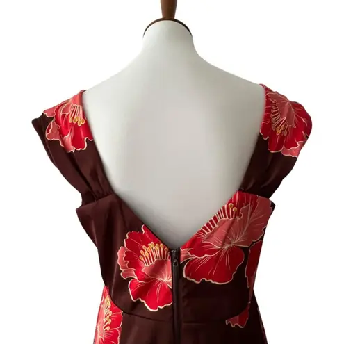 Formal Dress 12 Y2K Long Special Occasion Gown Floral Holiday Party Large Boho Brown