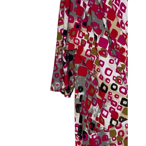 Muse Women's Dress Rouched Stretch Long Sleeve Round Neck Lined Multicolor 8 Red