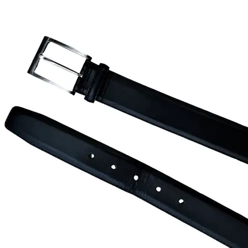 MAGNANNI Square Genuine Leather Belt Black Spain Silver Buckle Style 1278 Sz 32