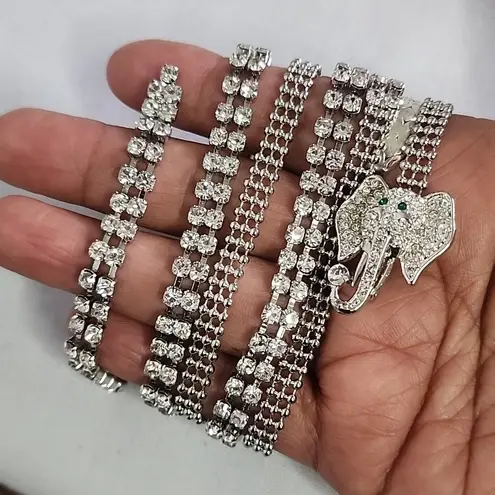 Adjustable Silver with Crystals Chain Style Belt with Elephant Head