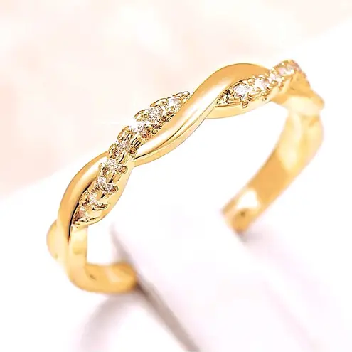Boutique 14k Gold Plated 925 Silver Simulated Diamond Eternity Stacking Ring, Size 7‎
