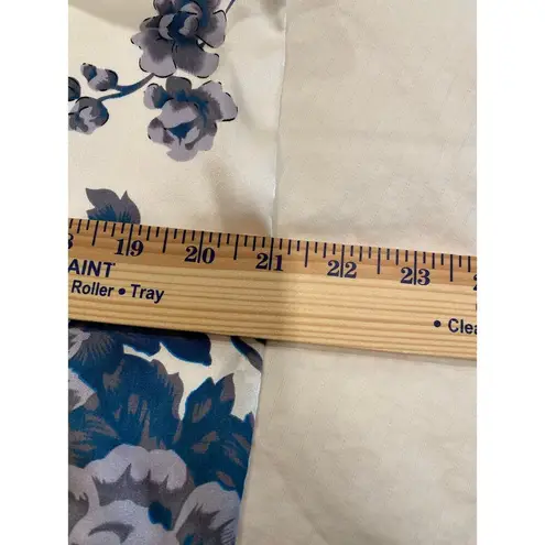 Minn Silk Floral Vase Print Scarf Wrap Shawl Blue Silk Long Women’s Accessory White