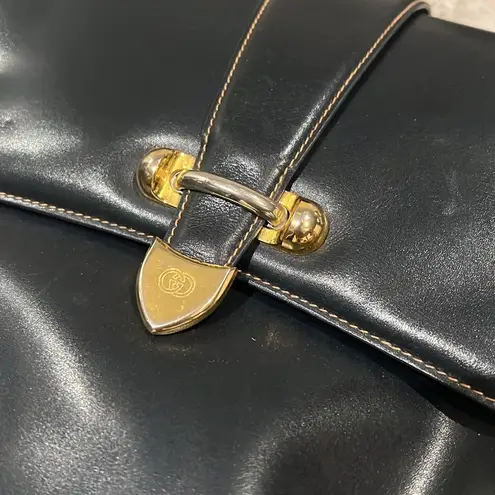 Gucci  Leather Shoulder Bag, in Deep Navy with Gold Tone