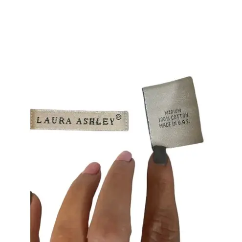 Laura Ashley White Cotton Embroidered Floral Kimono Long Robe Women Sz L VTG