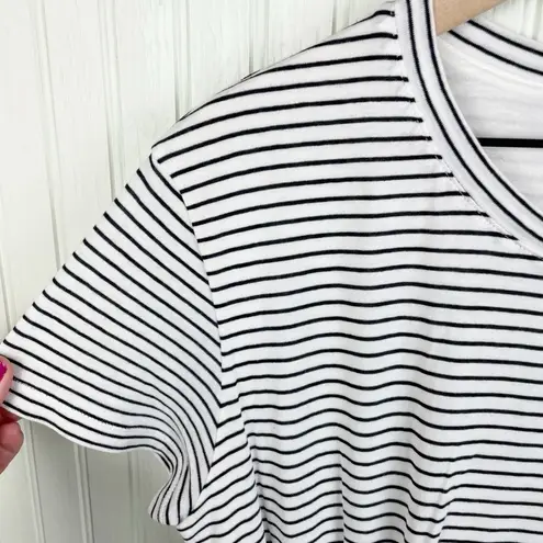 Vince  Side Tie Striped Mini T-shirt Dress Black and White Stripes Size Small