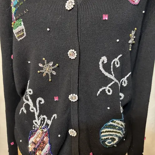 K.I.K.I.T Black Ugly Holiday Sweater With Cocktails