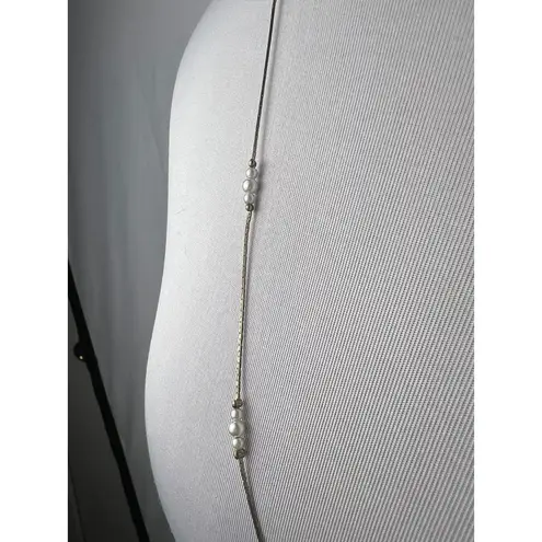 vintage regal gold toned long necklace with faux pearls White