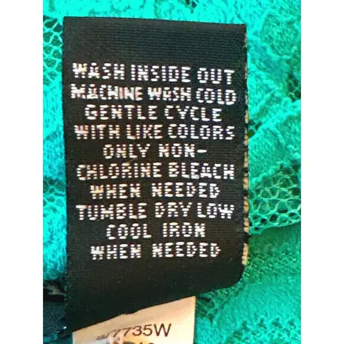 Alfani Lace Layered Zipper Back Teal Lace Overlay Blouse Cotton Blend Size 3X