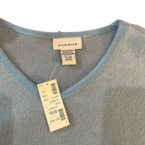 Avenue NWT Blue V neck Sweater Size 18/20 with Front Pockets