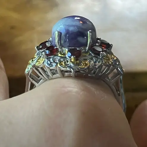 Utah Tiffany Stone Red Garnet Sterling Silver Cocktail Ring Size 9 Purple