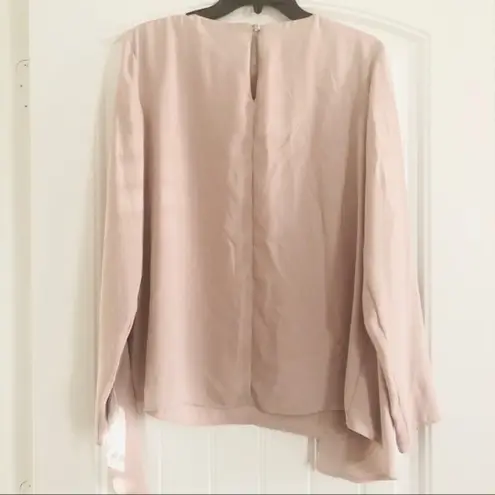Paraphrase Blush Pink Top Overlay Tie Front Long Sleeve Blouse Size UK 14 NWT