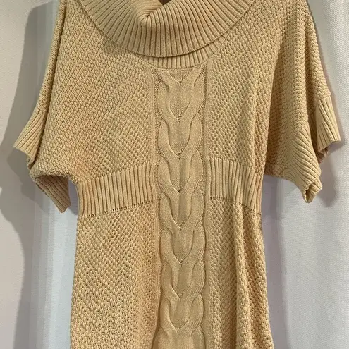 Calvin Klein Jeans Tan Turtleneck Sweater with Textured Knit