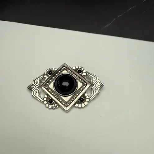 1928 Collection Black Silver Tone Brooch Pin Art deco Style