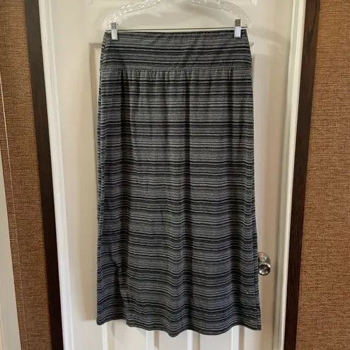 Apt. 9  Grey/Black Striped Elastic Waist midi Skirt L