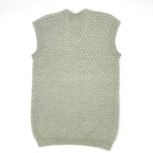 Handmade Sweater Vest Long Sleeveless Pale Green V-Neck Knit Light Academia Top