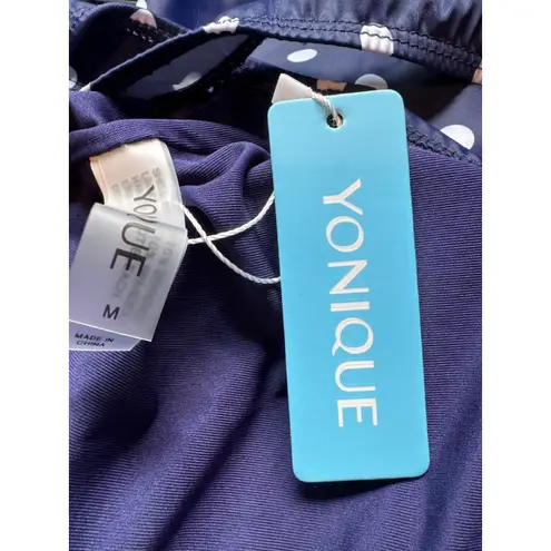 Yonique Navy Polka Dot One Piece Swimdress‎ Skirted Swimsuit Medium Blue