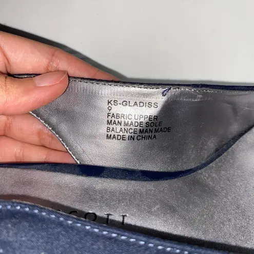 Karen Scott Blue Slingback Heels 9 Y2K Glam 3.5in Bow Detail Vintage Evening Party Aesthetic