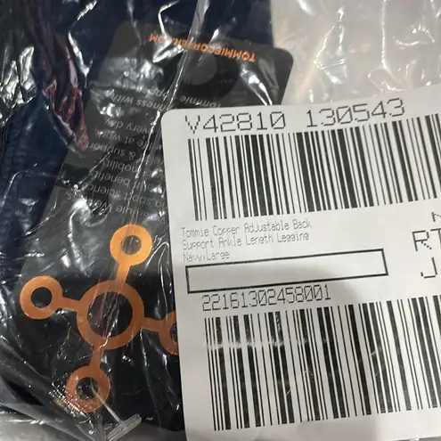 NWT Tommie Copper Adjustable Back Support Ankle Length Leggings Navy Sz Large Blue