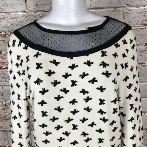 Red Valentino Sweater Size XL Bow Black Lace Trim