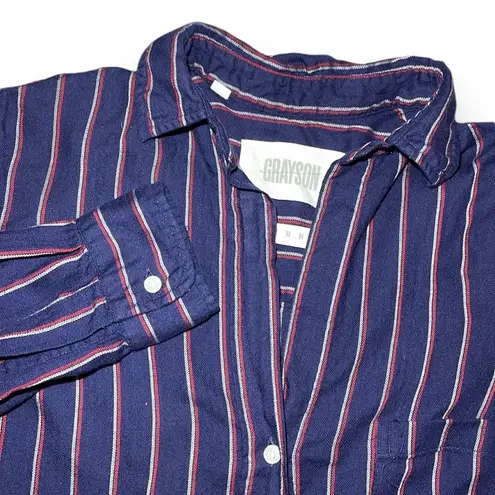 Greyson The Hero Button Down Shirt In Navy Blue With Red & White Stripes Blue Size XS