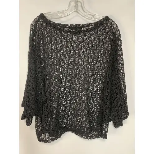 Mechant Women's Fishnet Overlay Top In Black Size M Size M