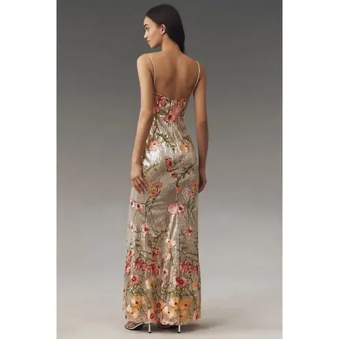 Mac Duggal NWT  Floral Appliqué Sequin Bustier Gown Silver & Pink Size 4 - Image 8