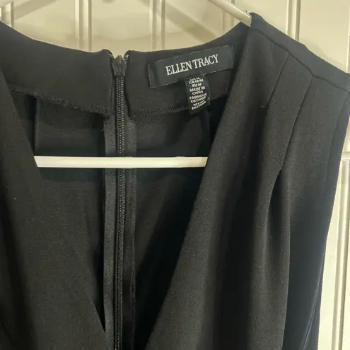 Ellen Tracy Black V-Neck Jumpsuit with Belted Waist New .