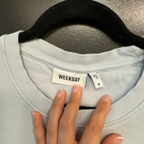 Weekday Blue and White Crew Neck Sweaters