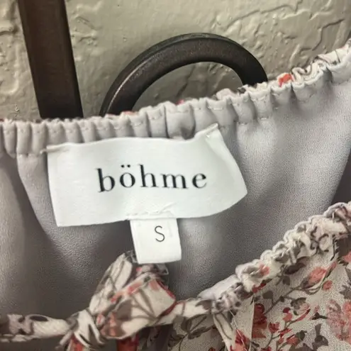 Boheme Cream Ruffled Smocked Blouse with Tie Front White